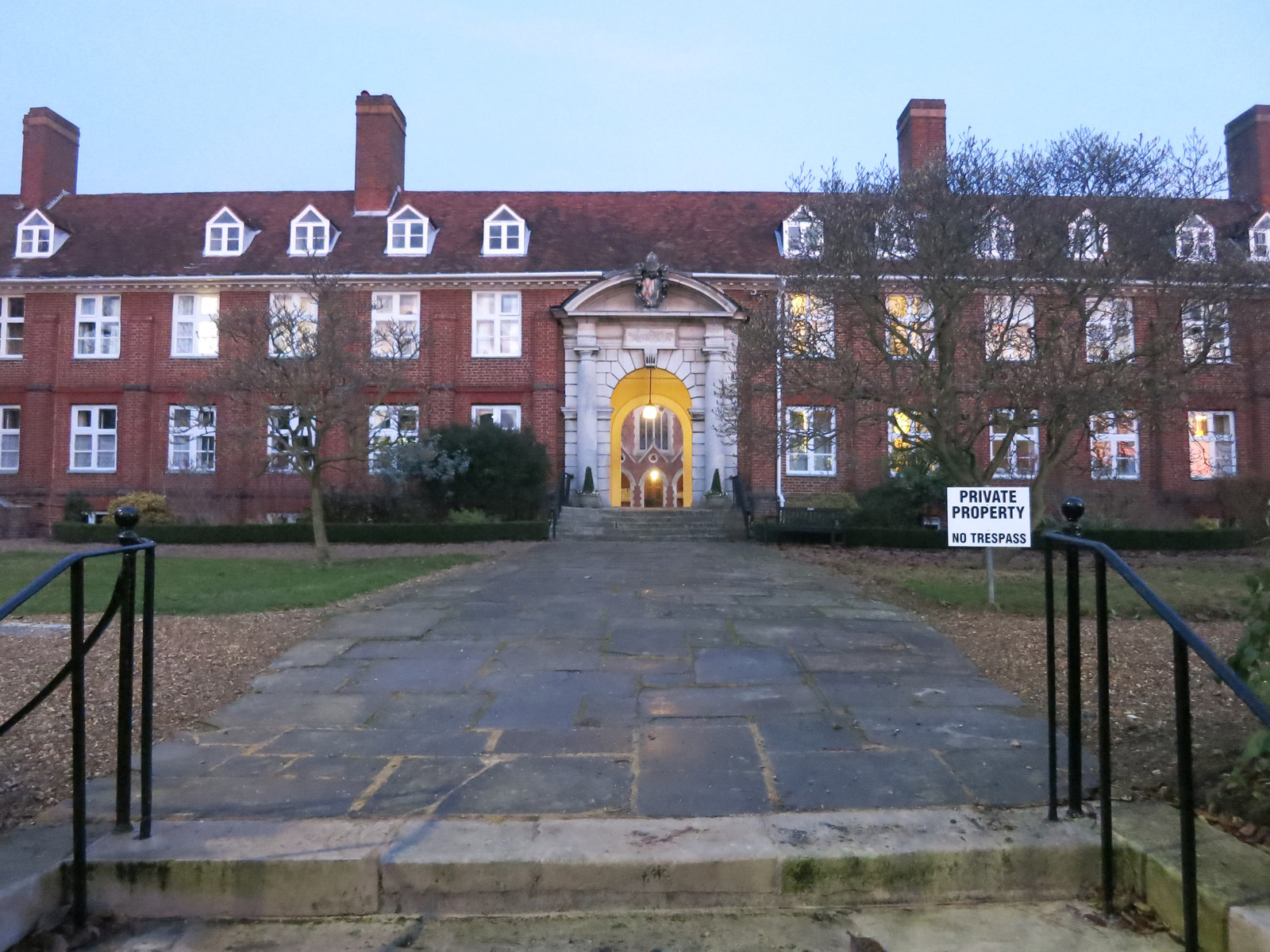 Bromley College almshouses, red-brick Grade I listed buildings in Bromley BR1