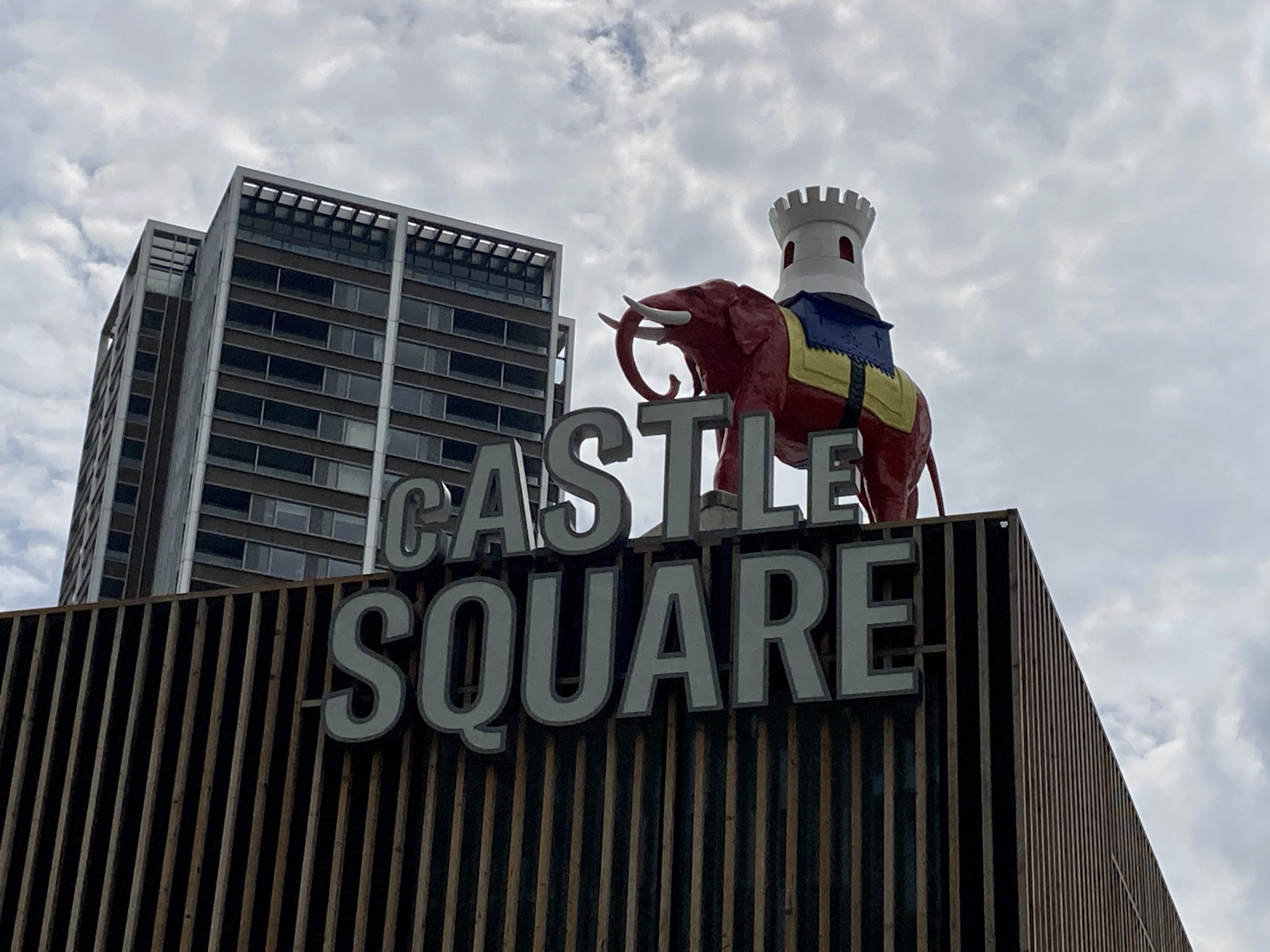 Castle Square and the red Elephant statue at Elephant & Castle SE1