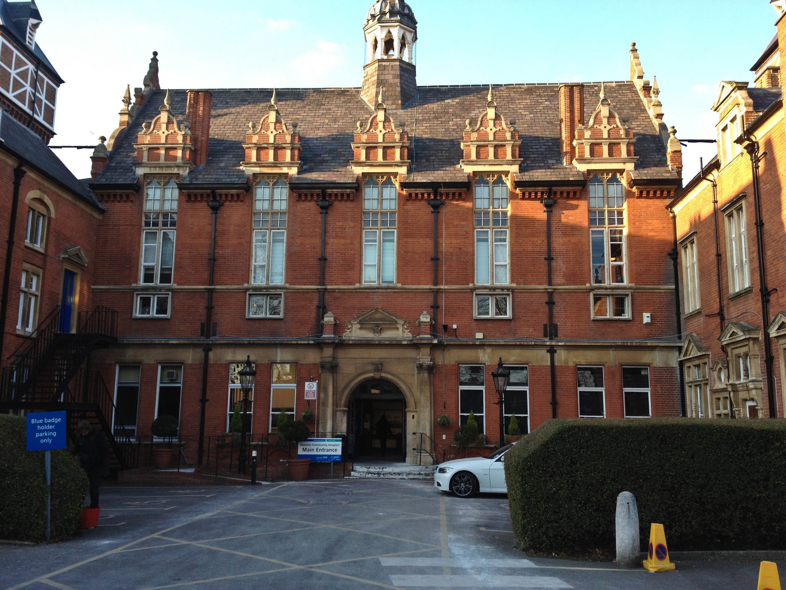 The Gothic red-brick former Dulwich Community Hospital building near East Dulwich SE22