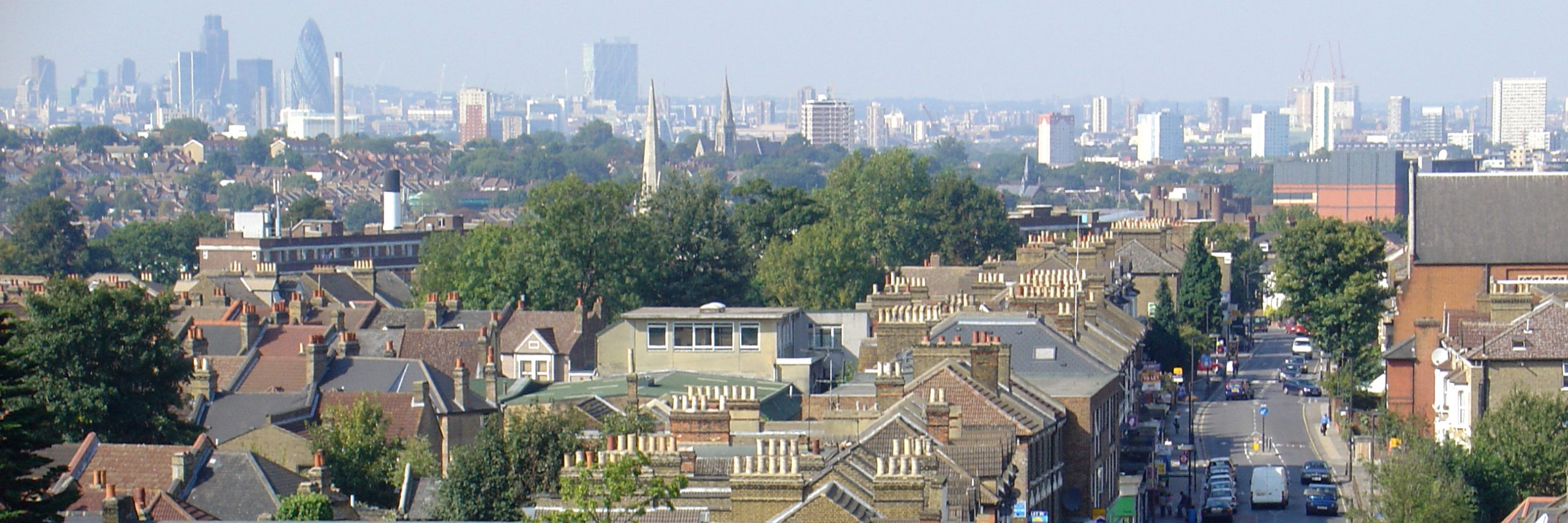 Period terraced rooftops and streets across Hither Green SE13