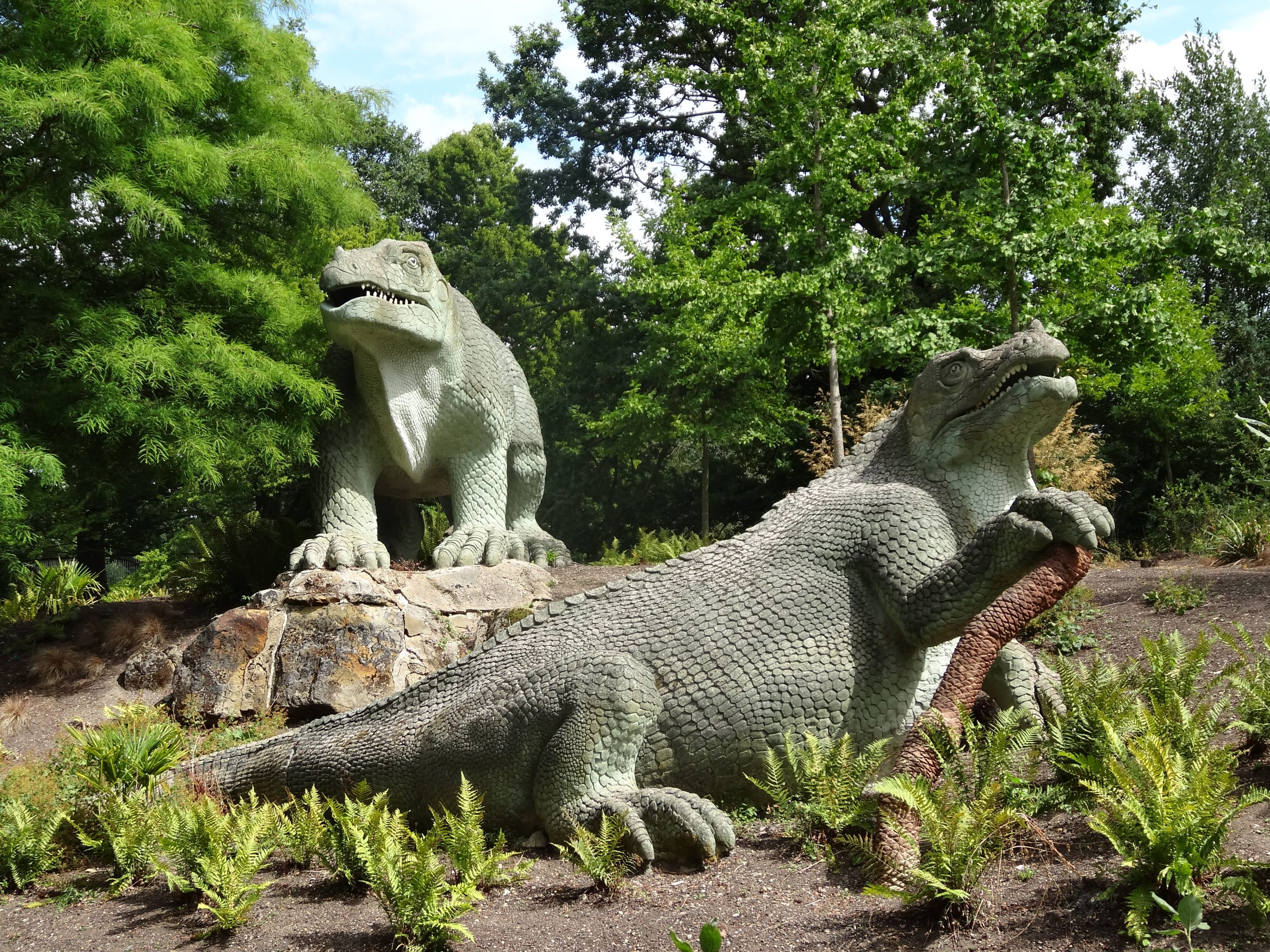 The Grade I listed Crystal Palace Park dinosaur sculptures in Crystal Palace SE19