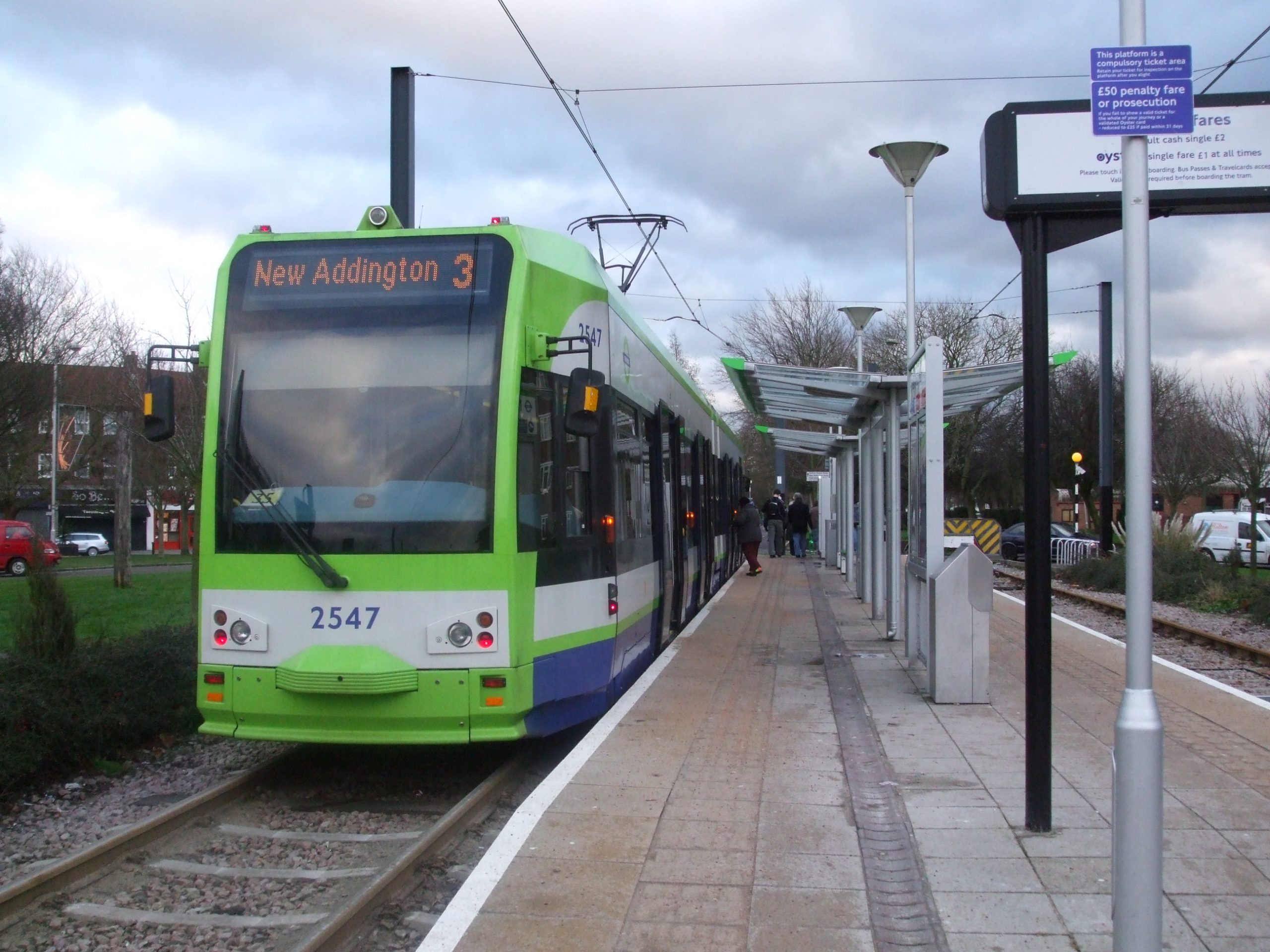 Tram 2547 bound for New Addington at New Addington tram stop CR0 — Locksmith South London