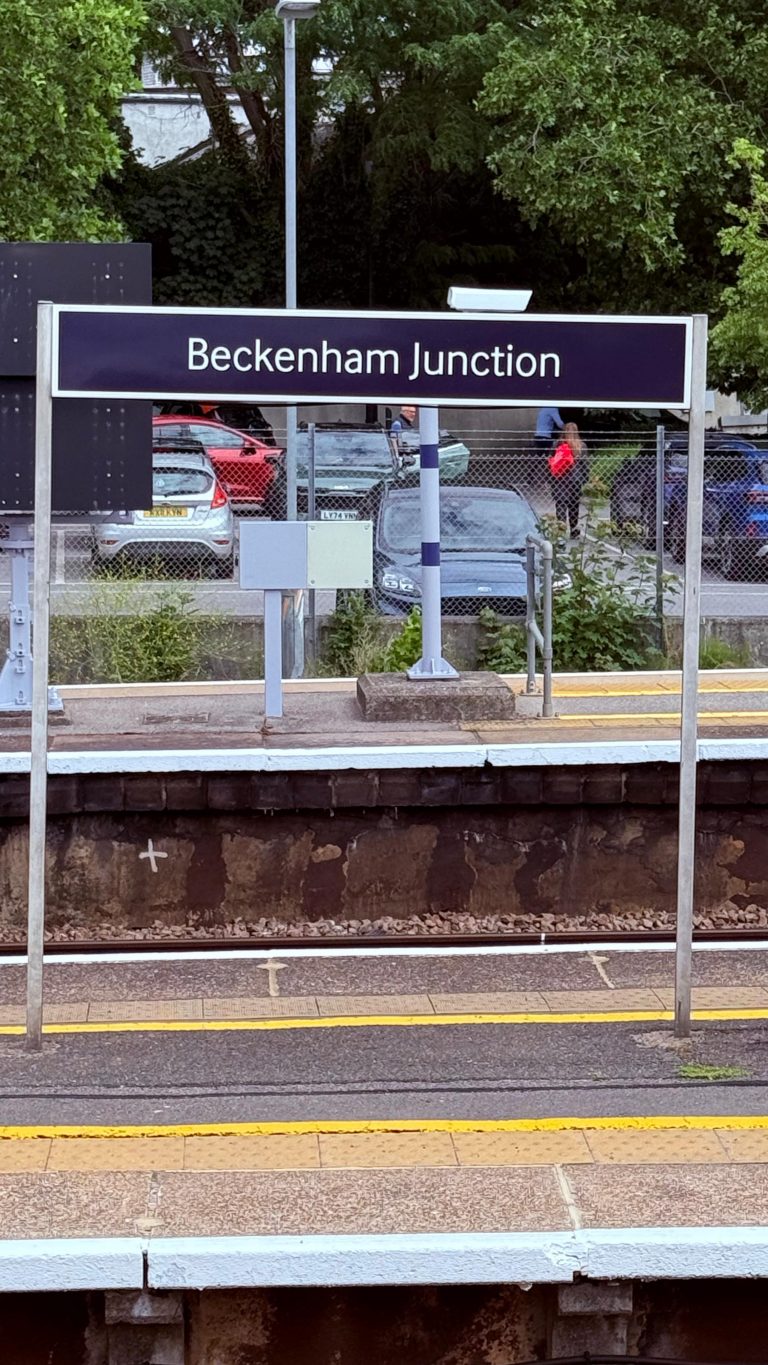 Beckenham Junction station sign in Beckenham BR3