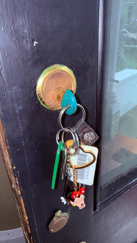 New Yale rim cylinder night latch fitted on a period front door in West Norwood SE27